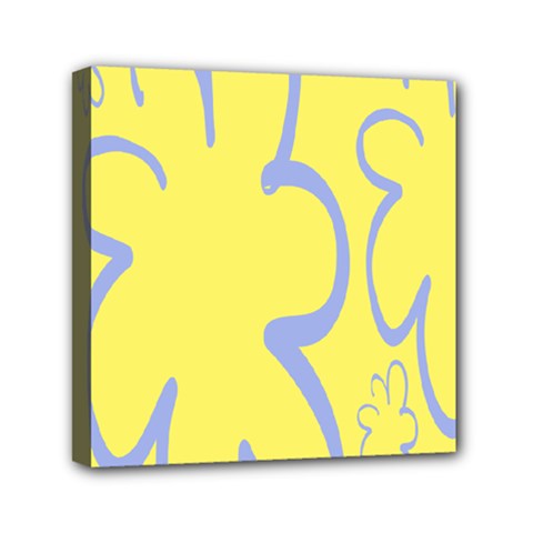 Doodle Shapes Large Flower Floral Grey Yellow Mini Canvas 6  X 6  by Alisyart