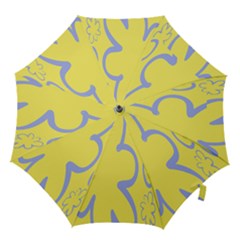 Doodle Shapes Large Flower Floral Grey Yellow Hook Handle Umbrellas (large)