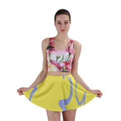 Doodle Shapes Large Flower Floral Grey Yellow Mini Skirt by Alisyart