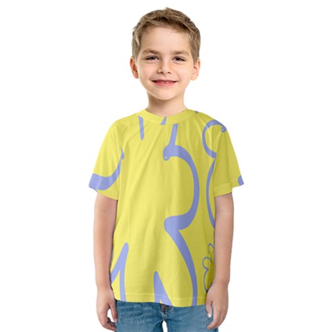 Doodle Shapes Large Flower Floral Grey Yellow Kids  Sport Mesh Tee by Alisyart