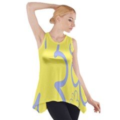 Doodle Shapes Large Flower Floral Grey Yellow Side Drop Tank Tunic by Alisyart