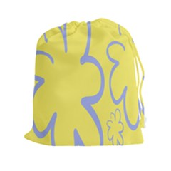 Doodle Shapes Large Flower Floral Grey Yellow Drawstring Pouches (xxl)