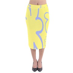 Doodle Shapes Large Flower Floral Grey Yellow Velvet Midi Pencil Skirt by Alisyart