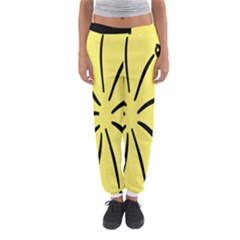Doodle Shapes Large Line Circle Black Yellow Women s Jogger Sweatpants by Alisyart