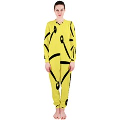 Doodle Shapes Large Line Circle Black Yellow Onepiece Jumpsuit (ladies) 