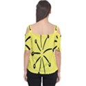 Doodle Shapes Large Line Circle Black Yellow Women s Cutout Shoulder Tee View2