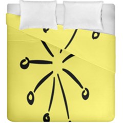 Doodle Shapes Large Line Circle Black Yellow Duvet Cover Double Side (king Size)