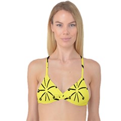 Doodle Shapes Large Line Circle Black Yellow Reversible Tri Bikini Top