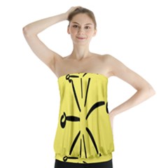 Doodle Shapes Large Line Circle Black Yellow Strapless Top by Alisyart