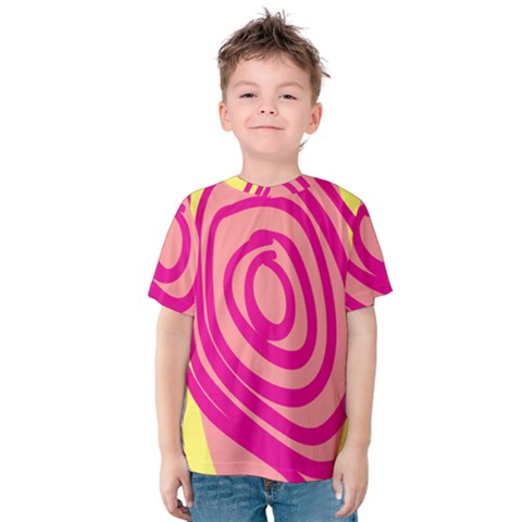 Doodle Shapes Large Line Circle Pink Red Yellow Kids  Cotton Tee by Alisyart