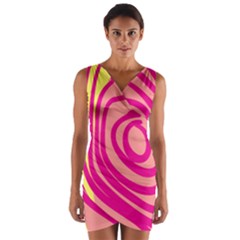 Doodle Shapes Large Line Circle Pink Red Yellow Wrap Front Bodycon Dress by Alisyart