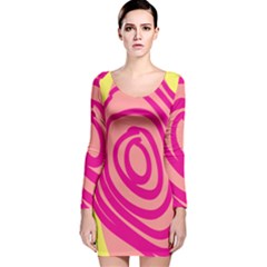 Doodle Shapes Large Line Circle Pink Red Yellow Long Sleeve Velvet Bodycon Dress