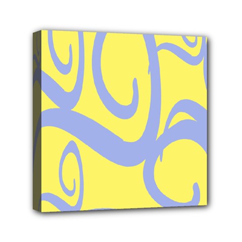 Doodle Shapes Large Waves Grey Yellow Chevron Mini Canvas 6  X 6  by Alisyart