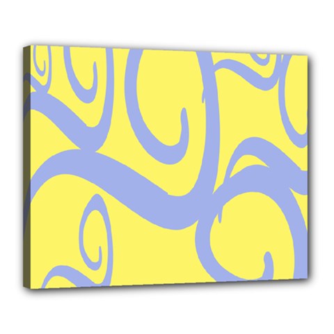 Doodle Shapes Large Waves Grey Yellow Chevron Canvas 20  X 16 