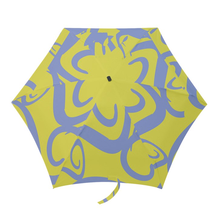 Doodle Shapes Large Waves Grey Yellow Chevron Mini Folding Umbrellas