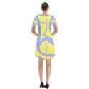 Doodle Shapes Large Waves Grey Yellow Chevron Short Sleeve V-neck Flare Dress View2