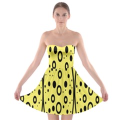 Easter Egg Shapes Large Wave Black Yellow Circle Dalmation Strapless Bra Top Dress