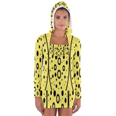 Easter Egg Shapes Large Wave Black Yellow Circle Dalmation Women s Long Sleeve Hooded T-shirt by Alisyart