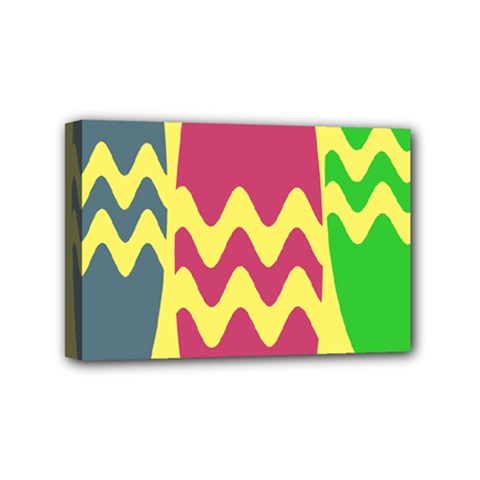 Easter Egg Shapes Large Wave Green Pink Blue Yellow Mini Canvas 6  X 4  by Alisyart