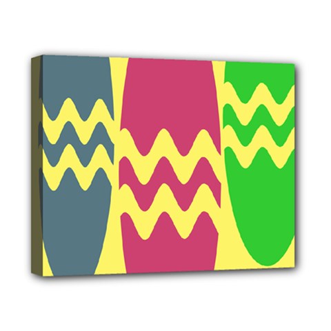 Easter Egg Shapes Large Wave Green Pink Blue Yellow Canvas 10  X 8 