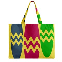 Easter Egg Shapes Large Wave Green Pink Blue Yellow Zipper Mini Tote Bag