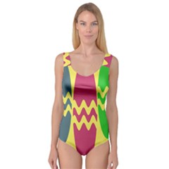 Easter Egg Shapes Large Wave Green Pink Blue Yellow Princess Tank Leotard  by Alisyart