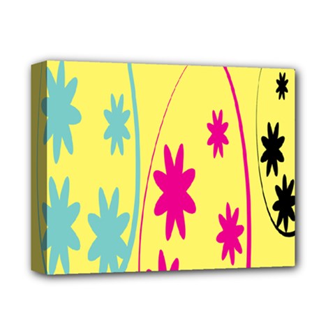 Easter Egg Shapes Large Wave Green Pink Blue Yellow Black Floral Star Deluxe Canvas 14  X 11  by Alisyart