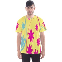 Easter Egg Shapes Large Wave Green Pink Blue Yellow Black Floral Star Men s Sport Mesh Tee