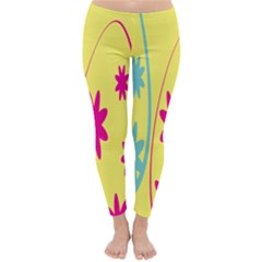 Easter Egg Shapes Large Wave Green Pink Blue Yellow Black Floral Star Classic Winter Leggings by Alisyart