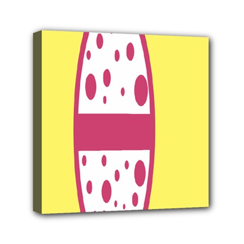 Easter Egg Shapes Large Wave Pink Yellow Circle Dalmation Mini Canvas 6  X 6 