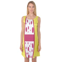 Easter Egg Shapes Large Wave Pink Yellow Circle Dalmation Sleeveless Satin Nightdress