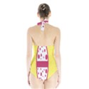 Easter Egg Shapes Large Wave Pink Yellow Circle Dalmation Halter Swimsuit View2