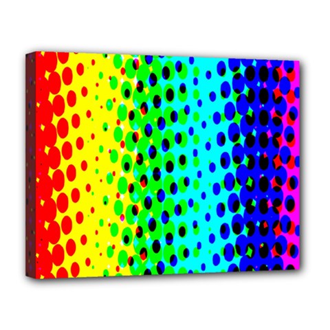 Comic Strip Dots Circle Rainbow Canvas 14  X 11 