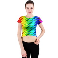 Comic Strip Dots Circle Rainbow Crew Neck Crop Top