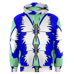 Draw Butterfly Green Blue White Fly Animals Men s Pullover Hoodie