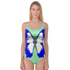 Draw Butterfly Green Blue White Fly Animals Camisole Leotard 