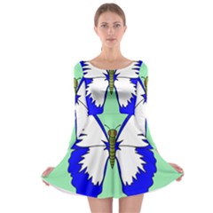 Draw Butterfly Green Blue White Fly Animals Long Sleeve Skater Dress