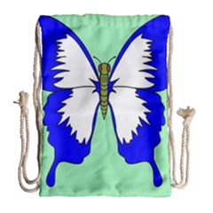 Draw Butterfly Green Blue White Fly Animals Drawstring Bag (large) by Alisyart