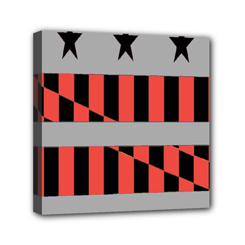 Falg Sign Star Line Black Red Mini Canvas 6  X 6 