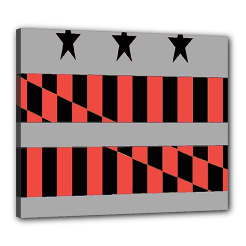 Falg Sign Star Line Black Red Canvas 24  X 20 