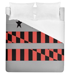Falg Sign Star Line Black Red Duvet Cover (queen Size) by Alisyart