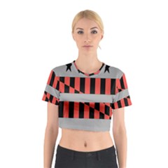 Falg Sign Star Line Black Red Cotton Crop Top by Alisyart