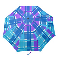 Gingham Pattern Blue Purple Shades Sheath Folding Umbrellas