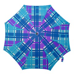 Gingham Pattern Blue Purple Shades Sheath Hook Handle Umbrellas (small)