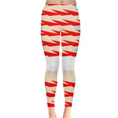 Chevron Wave Triangle Red White Circle Blue Leggings  by Alisyart