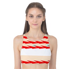 Chevron Wave Triangle Red White Circle Blue Tank Bikini Top by Alisyart