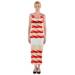 Chevron Wave Triangle Red White Circle Blue Fitted Maxi Dress