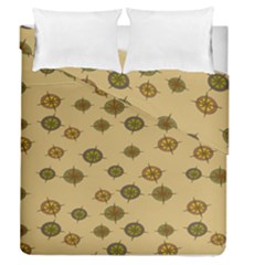 Compass Circle Brown Duvet Cover Double Side (queen Size)