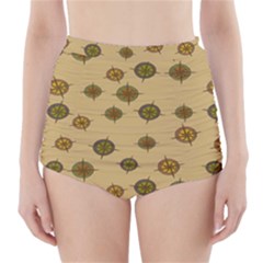 Compass Circle Brown High-waisted Bikini Bottoms by Alisyart