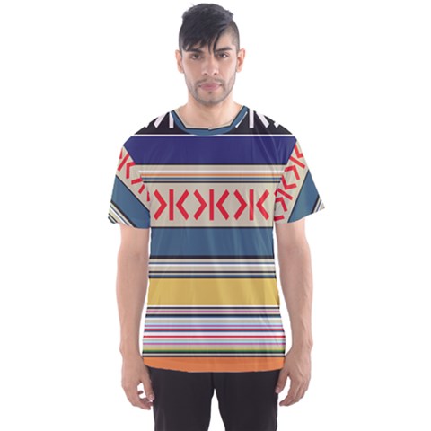 Original Code Rainbow Color Chevron Wave Line Men s Sport Mesh Tee by Alisyart